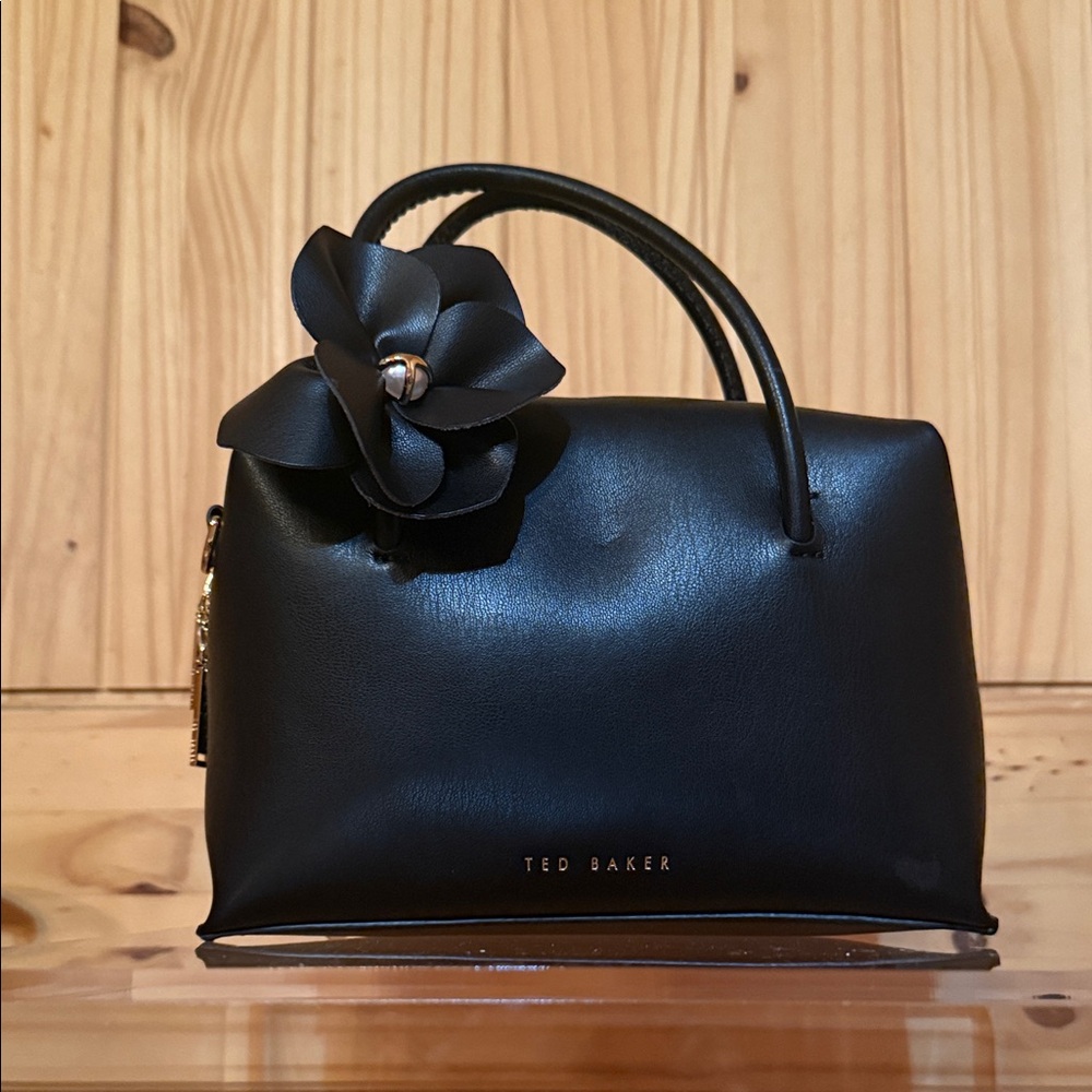 Ted Baker Black Satchel with Flower Accent